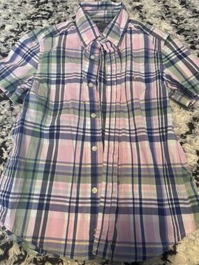 Polo by Ralph Lauren Girls' Pink, Blue & Green Plaid Button-Down Shirt